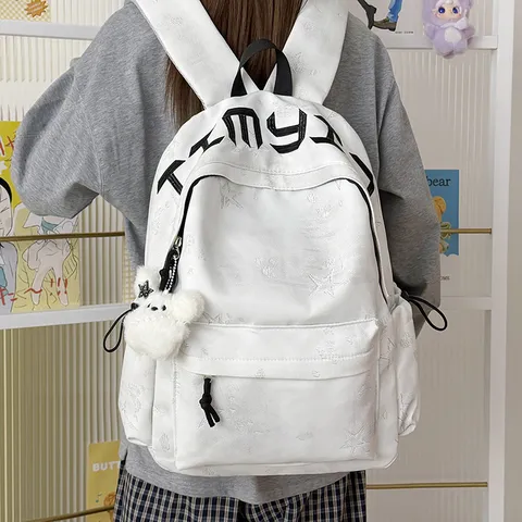 Sac à Dos Étudiant Motif Étoiles Grande Capacité Nylon Léger Sac d'École pour Filles Collège Lycée Femmes Sac de Jour Voyage