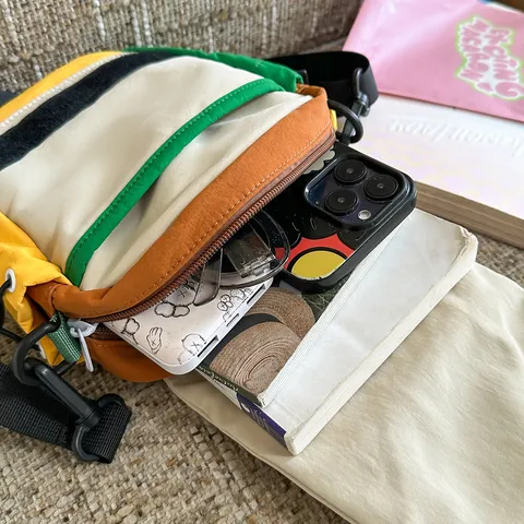 Sac Bandoulière Tendance en Nylon pour Enfants Couleur Contrastée Avec Cordon de Serrage Bandoulière Réglable Petit Sac à Main Garçons Filles