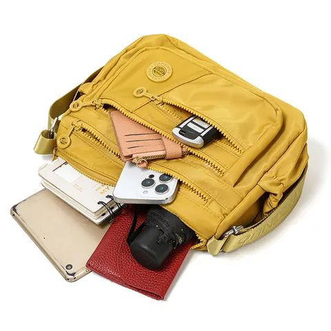 Sac en Bandoulière pour Femmes en Tissu Oxford Léger Imperméable Multi-poches Sac à Épaule Urban Décontracté Voyage Travail Sac à Main Carré