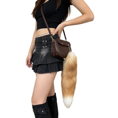 Real Fox Fur Tail Keychain For Women Bag Pendant Fluffy Plush Fur Keyring Decorative Accessory For Handbag Backpack Accessory