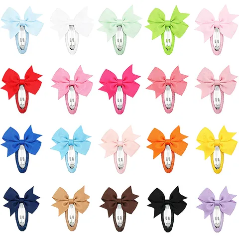 Grosgrain Ribbon Fishtail Bow Hair Clips For Kids Fully Wrapped Snap Clips Princess Girls Hair Accessories Hairpins