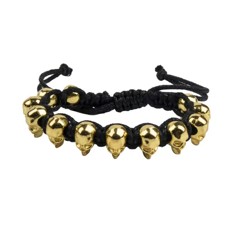 Punk Schedel Gevlochten Armband Handgemaakte Verstelbare Skelet Bangle Zinklegering Gothic Armband Voor Mannen Vrouwen Sieraden