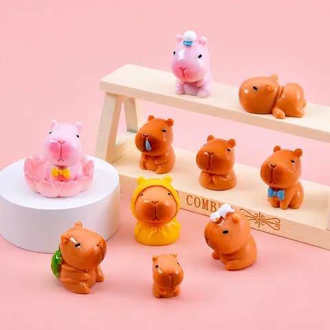 Cartoon Capibara Hars Miniatuur Beeldjes Leuke Water Varken Charms Voor DIY Knutselen Bureau Ornamenten Telefoon Geval Decoratie Materialen