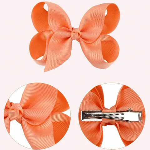 Girls Cute 4 Inch Grosgrain Ribbon Bubble Flower Bow Hair Clip Handmade Colorful Grosgrain Hairpin For Kids Party Hair Accessories