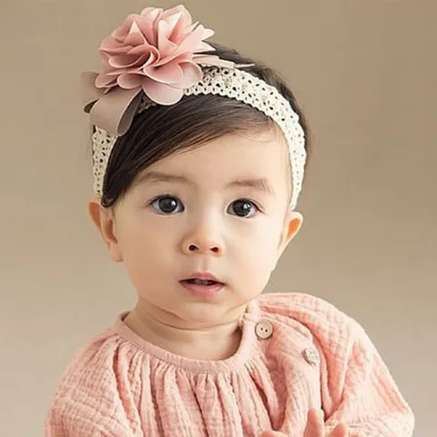Baby Flower Headband Infant Ribbed Bow Hair Band Mesh Lace Hair Accessories For Girls Toddler Sweet Retro Headwear