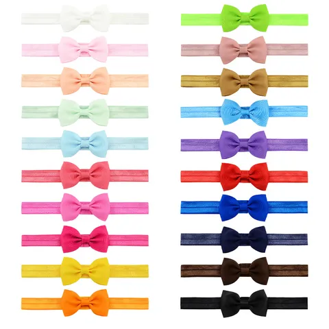 Infant Baby Bow Headbands Ribbed Grosgrain Ribbon Elastic Hair Bands Soft Boutique Hair Accessories For Newborn Toddler Girls