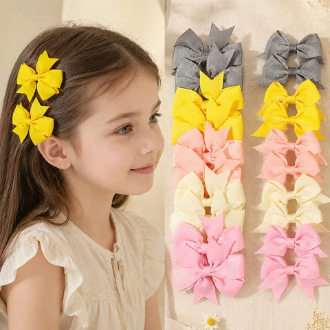 Handmade Polyester Grosgrain Ribbon Bow Hair Clips For Kids Cute Candy Color Hairpins Girls Hair Accessories Hair Clips