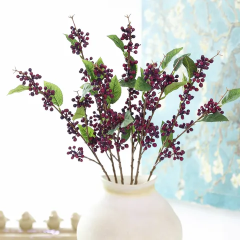 Artificial Berry Stem Faux Fruit Plant Branch For Home Decor Wedding Floral Arrangement Photography Props Nordic Forest Style