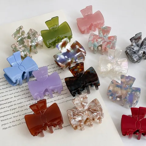 Piccola Molletta per Capelli a Fiocco in Acetato per Donna Dolce Color Gelatina Clip a Squalo Vintage Francese Farfalla Accessori per Capelli