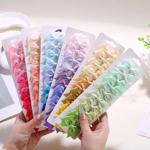 Polyester Candy Color Ribbon Bowknot Hair Clips Girls Cute Minimalist Duckbill Barrettes Multicolor Bow Hair Pins Daily Accessories