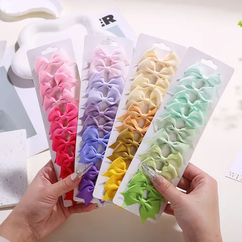 Polyester Candy Color Ribbon Bowknot Hair Clips Girls Cute Minimalist Duckbill Barrettes Multicolor Bow Hair Pins Daily Accessories
