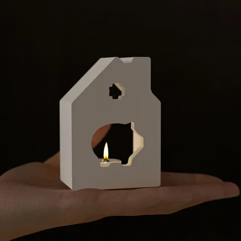 Stampo in Silicone a Casa Cava 6 Griglie Forma di Casa Gatto di Natale DIY Resina di Gesso Portacandele Ornamento Stampo Artigianale