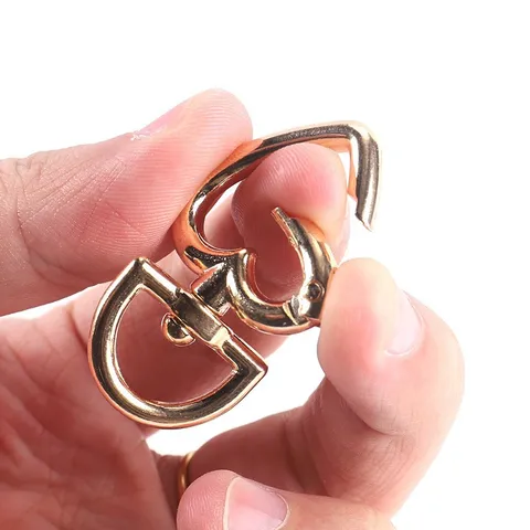 Cierre de Mosquetón de Aleación de Zinc en Forma de Corazón Con Anillo en D Giratorio para Accesorios de Llavero Fabricación de Joyas Diy Manualidades Gancho para Mascotas Oro Plata
