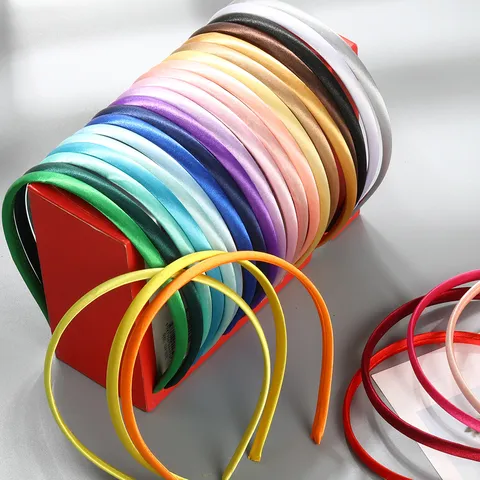 Solid Candy Color Satin Covered Plastic Headbands For Kids Girls DIY Hair Accessories Handmade Minimalist Hair Hoops Everyday Headwear