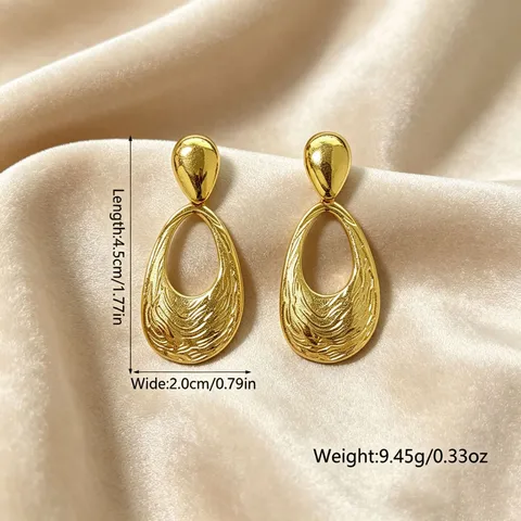 Stainless Steel Geometric Earrings For Women Gold Plated High Luster Waterdrop Oval Heart Leaf Hoop Stud Earrings Minimalist Fashion Jewelry