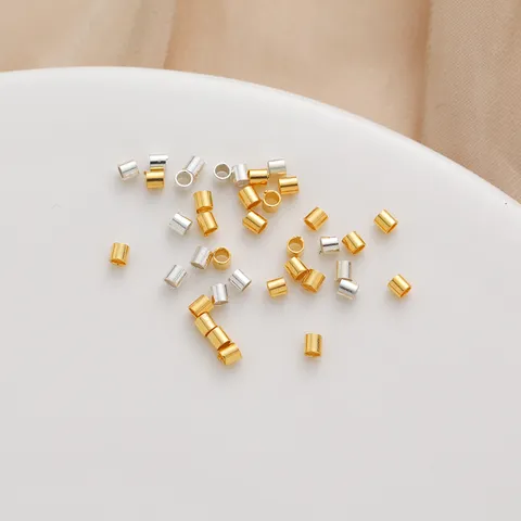 S925 Sterling Silver Crimp Beads Tubes For DIY Jewelry Making Findings Connectors Necklace Bracelet Steel Wire End Fasteners