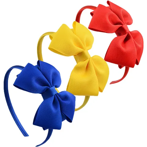 Grosgrain Ribbon Bowknot Hair Bands For Kids Boutique Sweet Large Bow Headbands Children Handmade Hair Accessories For Girls Daily Party
