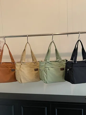 Große Kapazität Damen Nylon Umhängetasche Vielseitige Pendler Umhängetasche Stilvolle Einfarbige Multi Tasche Tote Handtasche Tägliche Geldbörse