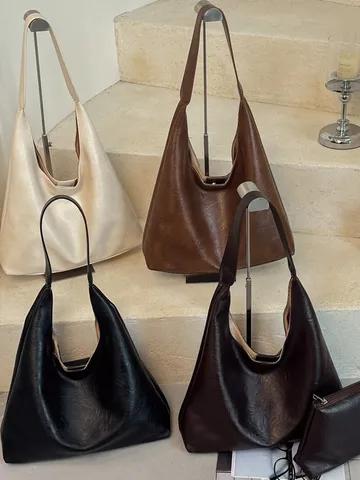 Damen Schultertasche Und Innentasche Aus PU-Leder Mit Großem Fassungsvermögen Retro Einfache Unterarmtasche Für Den Täglichen Weg Zur Arbeit