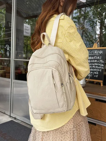 Damen Casual Nylon Rucksack Leicht Wasserabweisend Schultasche Koreanischer Stil Minimalistisch Reise Daypack Für Studenten Jugend