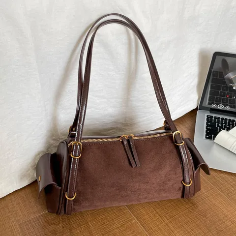 Women's Vintage Leopard Print Shoulder Bag Large Capacity PU Leather Handbag Fashion Niche Casual Underarm Bag Pillow Shape