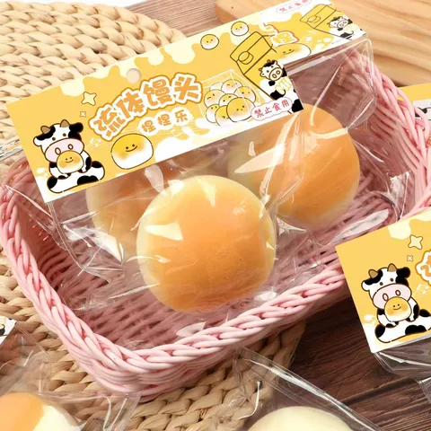 Creative Decompression Steamed Bun Squishy Toy Soft Slow Rising Fluid Bun Squeeze Stress Relief Toy For Kids Adults Gift