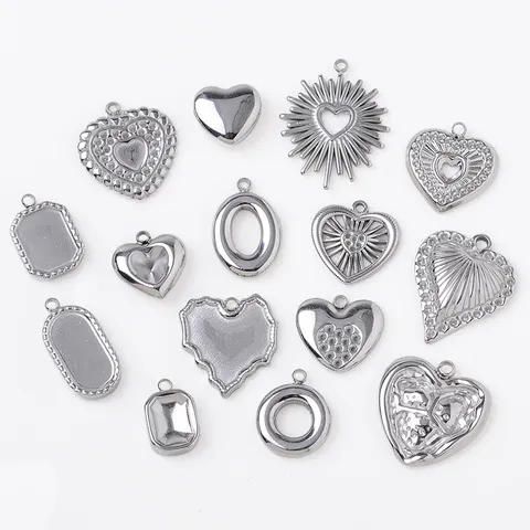 Colgante de Corazón de Acero Inoxidable Amuletos de Joyería DIY Colgante de Collar con Forma de Corazón Geométrico para Hacer Joyas Accesorios para Mujeres