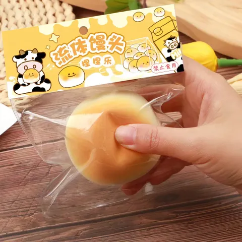 Creative Decompression Steamed Bun Squishy Toy Soft Slow Rising Fluid Bun Squeeze Stress Relief Toy For Kids Adults Gift