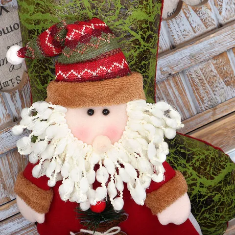 Oversized Christmas Stocking 3D Santa Snowman Reindeer Hanging Pendant Candy Gift Pouch Polyester Bag For Xmas Tree Home Party Decor