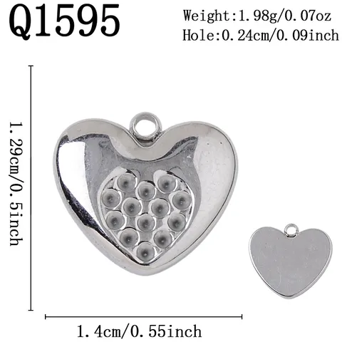 Colgante de Corazón de Acero Inoxidable Amuletos de Joyería DIY Colgante de Collar con Forma de Corazón Geométrico para Hacer Joyas Accesorios para Mujeres