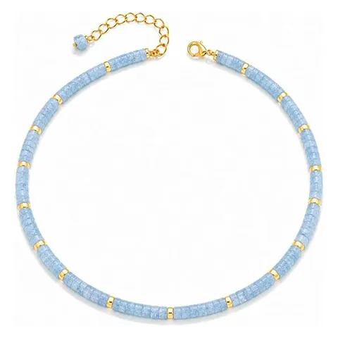 Bohemian Natural Stone Beaded Necklace For Women Minimalist Handmade Geometric Disc Beads Choker Beach Vacation Jewelry Gift