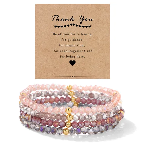 4pcs Set 4mm Electroplated Glass Bead Bracelet For Women Elegant Chic Gold Bead Accents Stretch Bracelet Summer Jewelry Gift