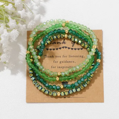 4pcs Set 4mm Electroplated Glass Bead Bracelet For Women Elegant Chic Gold Bead Accents Stretch Bracelet Summer Jewelry Gift