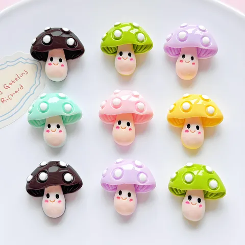 Cute Mushroom Resin DIY Charms For Shoe Buckles Keychains Phone Chains Bag Pendants Cartoon Smile Face Resin Craft Supplies