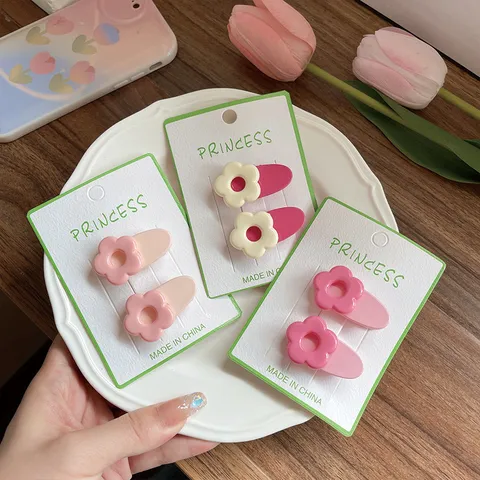 Acrylic Jelly Color Flower Hair Clips Pair Sweet Floral Duckbill Side Clips Women Girls Hairpin Aesthetic Hair Accessories