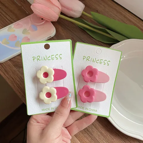 Acrylic Jelly Color Flower Hair Clips Pair Sweet Floral Duckbill Side Clips Women Girls Hairpin Aesthetic Hair Accessories
