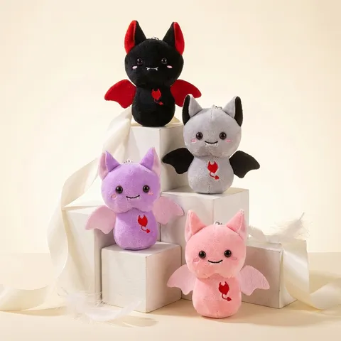Cartoon Bat Plush Toy Keychain Pendant Soft Stuffed Animal Devil Bat Doll For Kids Birthday Party Gift Hanging Ornament