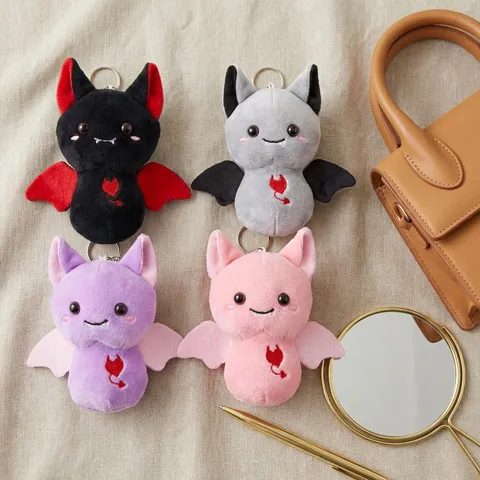 Cartoon Bat Plush Toy Keychain Pendant Soft Stuffed Animal Devil Bat Doll For Kids Birthday Party Gift Hanging Ornament
