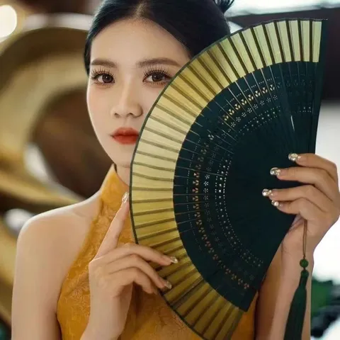 Chinesischer Fächer Bambus Handfächer Mit Farbverlauf Für Hochzeitsfotografie Hanfu Cheongsam Tanz Requisite Vintage Handfächer