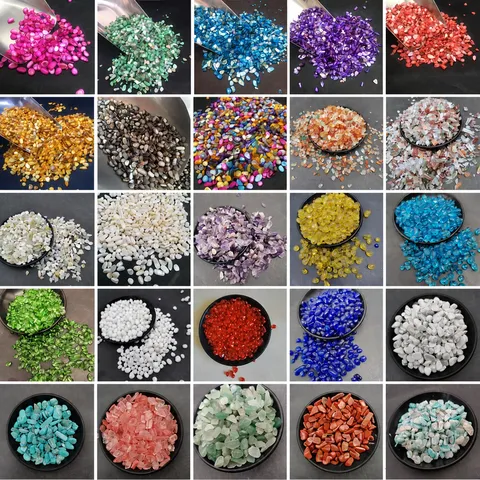 Natural Crystal Crushed Stone Shell Chips Glass Beads For DIY Craft Decorative Painting Crystal Porcelain Painting Accessories