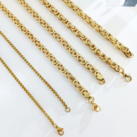 Men's Hip Hop Jesus Head Pendant Necklace Set 316L Stainless Steel Byzantine Emperor Chain Gold Plated Personalized Trendy Jewelry For Men