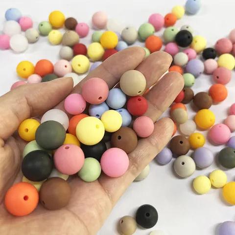 Macaron Color Silicone Round Beads For Baby DIY Pacifier Chain Making Food Grade Soft Silicone Handmade Jewelry Beads