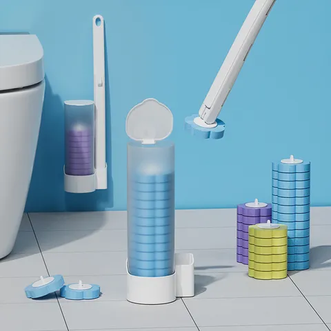 Einweg Toilettenbürsten Set Mit Wandhalterung Langstiel Badreinigungsstab Schwämme Ersatzköpfe Mit Reinigungsflüssigkeit