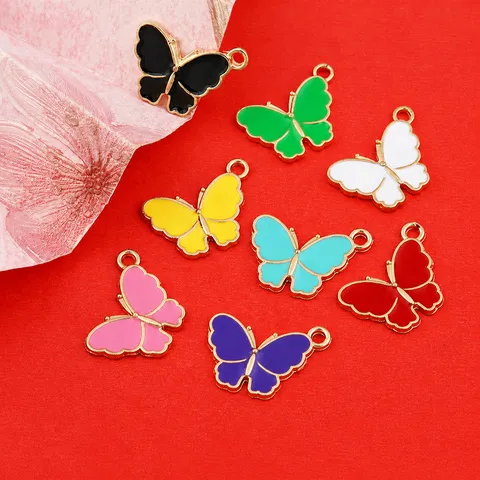 Zinc Alloy Enamel Butterfly Pendants For DIY Necklace Earring Bracelet Making Colorful Double Loop Animal Charms Jewelry Finding