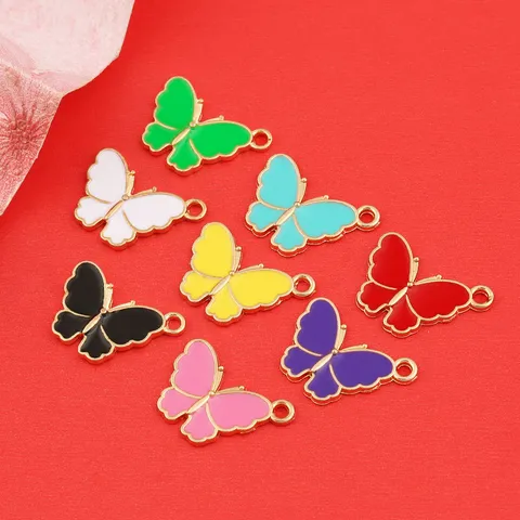 Zinc Alloy Enamel Butterfly Pendants For DIY Necklace Earring Bracelet Making Colorful Double Loop Animal Charms Jewelry Finding