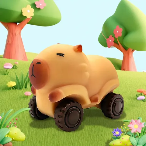 Cartoon Capybara Rückziehauto Stressabbau Spielzeug Dehnbare Verformung Kunststoff Wasserschwein Fahrzeug Geschenk Für Kinder Erwachsene
