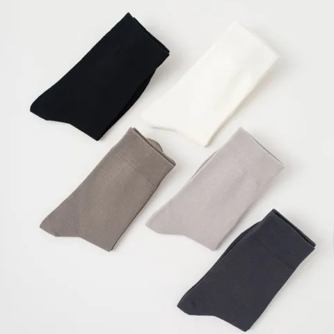 Solid Color Combed Cotton Mid-Calf Socks For Men Women Ribbed Breathable Sweat Absorbent Casual Sport Crew Socks Everyday Comfort