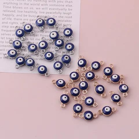 Alloy Evil Eye Double Loop Enamel Charm Pendant Connector For DIY Jewelry Making Necklace Bracelet Earring Craft Accessories