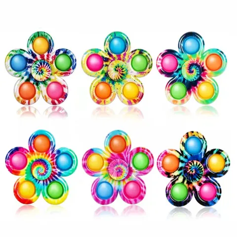 Flower Fidget Spinner Push Bubble Sensory Toy Stress Relief Hand Spinner For Office Home Adults Kids Colorful Plastic Silicone Gyro