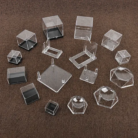 Clear Acrylic Display Box Specimen Showcase Mineral Stand Transparent Plastic Storage Case For Figures Crystal Ball Base